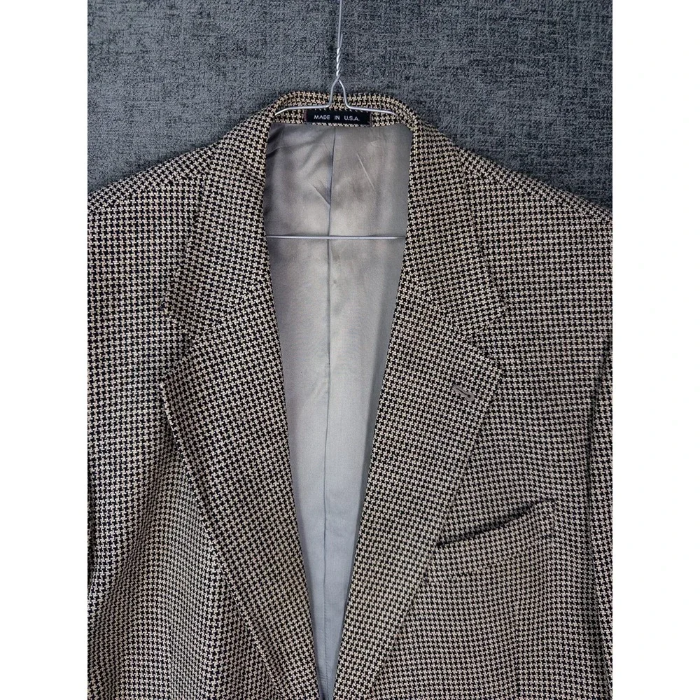 VTG Joseph Abboud Houndstooth Blazer Mens 44R Single Breasted Business Academia